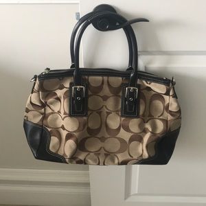 Authentic coach jacquard purse in brown